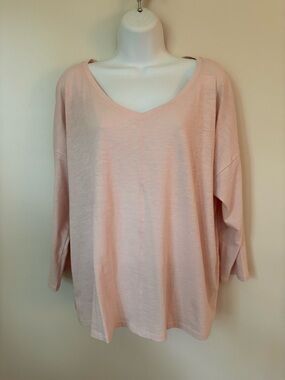 Eileen Fisher Pale Pink V-Neck Long Sleeve Top
